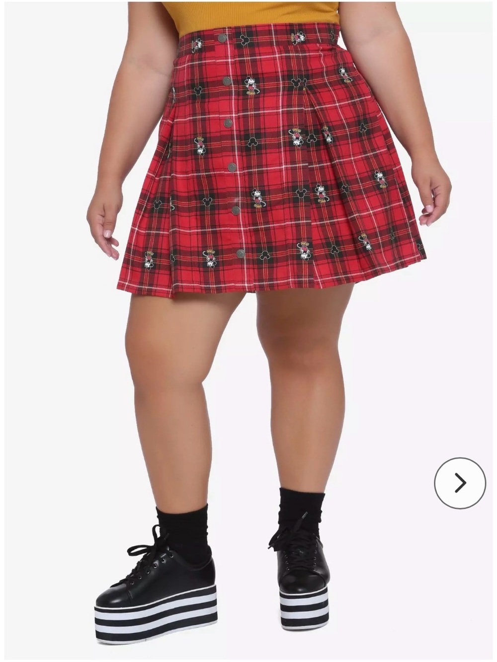 Disney Mickey Mouse Plaid Pleated Skirt